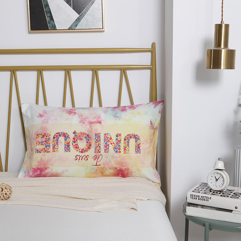 Couples Cotton Pillowcase Custom Size Printed Pillow Cover (1)